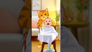 Cat Barber Gives Baby the Funniest Haircut #cat #catbarber #cute #cutecat