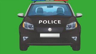 Police Car Green Screen Driving Front View Animation