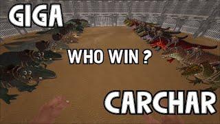 10 CARCHAR VS 10 GIGA FIGHT | Ark Official PvP 