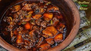 ගමේ රසට බ්ලැක් පෝක් කරිය | Black Pork Gravy Recipe | Spicy And Delicious Pork Recipe