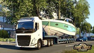 transporting heavy yacht | euro truck simulator 2 realistic gameplay