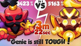 GENIE is still a TOUGH Fighter! Genie (3423%) vs Monk (5163%) PVP Rush Royale