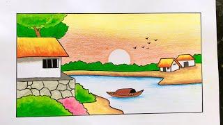 Vẽ ĐỀ TÀI PHONG CẢNH QUÊ HƯƠNG | How to draw scenery my countryside