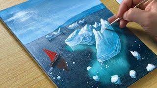 How to Draw the Winter Sea / Acrylic Painting for Beginners