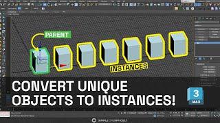 How to convert unique objects to instances in 3dsmax | clone options explained