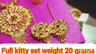 Gold Kitty set jewellery in light weight / lightweight gold necklace (kanthi) #Goldjewellery #kanthi