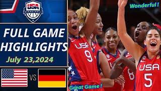 USA vs Germany Basketball FULL GAME | July 23,2024 | Olympics 2024 | USA Women's Basketball Today