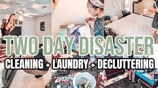 HUGE TWO DAY DISASTER HOUSE CLEAN WITH ME | REAL LIFE CLEANING & LAUNDRY MOTIVATION | ALL DAY CLEAN