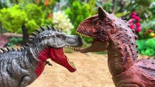 TARBOSAURUS VS CARNOTAURUS | BATTTLES FOR FISH | NEW INDORAPTOR STATION JW MOVIE