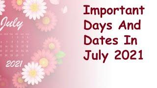 Important days in July 2021/special days/Salha’s world by salhafathima