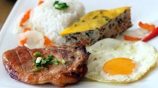 Broken Rice with Grilled Pork Chop and Meatloaf - Com Tam Suon Cha Trung | Helen's Recipes