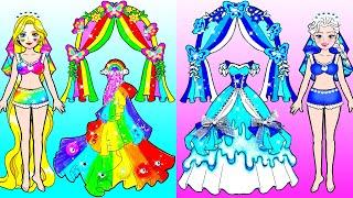 Costume Rainbow Bride VS Frozen Bride - Barbie Wedding Handmade - Lovely Barbie