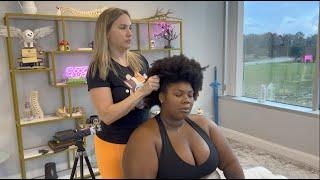 Relaxing Scalp Massage with Big JUICY back cracks!