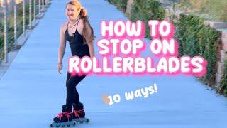 LEARN HOW TO STOP ON ROLLERBLADES!  (inline skating tutorial)