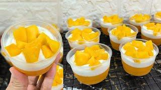 Ditambah dengan whipped cream jadi lebih enak || Puding Mangga || Ide jualan & isian snackbox