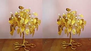 DIY Golden Tree Making/Pearl Wire Tree/Home Decoration Idea