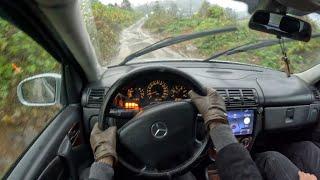 2003 Mercedes-Benz ML 270 CDI off-roading in heavy rain 4K