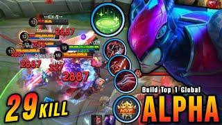 29 Kills!! Monster Offlane Alpha Crazy LifeSteal with Revitalize!! - Build Top 1 Global Alpha ~ MLBB