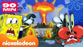 Губка Боб | Самые большие КАТАСТРОФЫ Губки Боба в Бикини Боттом  1.5-часовая подборка | Nickelodeon