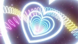 Fast Flashing Neon Lights Heart Tunnel Glowing Roller Coaster Speed 4K Motion Background for Edits