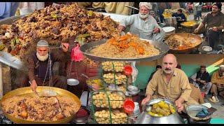 Village Bazaar Street Food | Bannu Pulao | Old Man Working hard | Breakfast food in Afghanistan