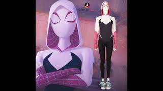 Hallowcos Spider Man Across the Spider Verse Gwen Stacy Cosplay Costume