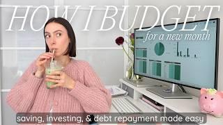 HOW I BUDGET FOR A NEW MONTH  spending, saving, & investing + creating a new cash budget