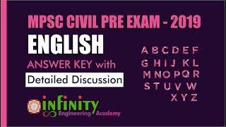 MPSC Civil Pre Exam 2019 - English Answer Key with Detail Discussion