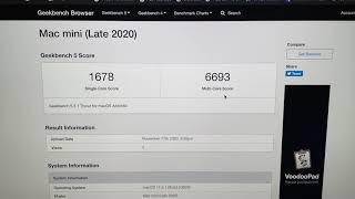 Mac mini M1 Geekbench Score