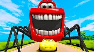 Escape From Lightning McQueen Monster Spider Eater ｜ Monsters Cars Ride Chase ｜ BeamNG.Drive