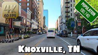 Driving Around Downtown Knoxville, TN and University of Tennessee in 4k Video