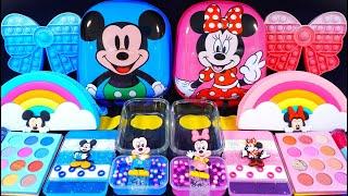 "Blue Mickey Mouse VS Pink Minnie Mouse" Slime. Mixing Makeup into clear slime! ASMR #슬라임 (297)