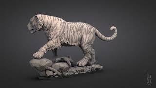 Tiger. 3D model. Sculpture.