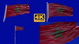 Morocco flag green screen 4k