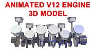 Animated V12 Engine 3D Model