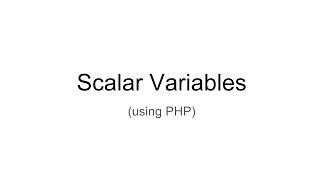What is a Scalar Variable?