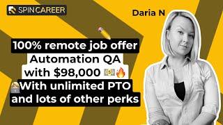 Daria testimonial - Automation QA (SDET) 100% remote job
