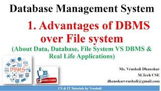 DBMS 1: Advantages of DBMS over File System | DBMS / SQL Tutorial for Beginners