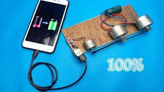100% Self Running Free Energy Mobile Phone Charger Using DC Motor
