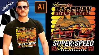 Raceway | T-Shirt Design in Adobe Illustrator I Tutorial