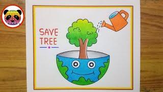 World Environment Day Drawing / Save Tree Save Earth Drawing / Save Environment Drawing Easy