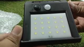 Fukuta solar powered LED Wall Light, PIR sensor + CDS Night Sensor (Unboxing & Test)