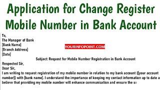 Application for Change Mobile Number in Bank Account