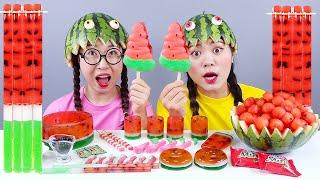 Watermelon Fruit Jelly Dessert Mukbang DONA