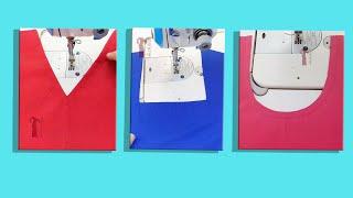 للمبتدئات ثلاث موديلات لخياطة وتغليف الرقبة - Clothes neck sewing