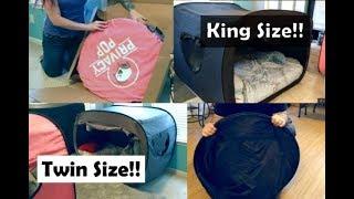 Privacy Pop King Size/Twin Size Bed Tent Review!! Bonus: Getting it back in the bag!!