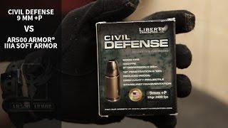 Liberty Civil Defense 9mm +P 50gr vs. AR500 Armor® Hybrid IIIA Body Armor