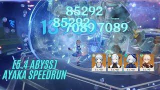 [5.4 Abyss] C0 Ayaka 92s Top Half Continuous Speedrun | Genshin Impact