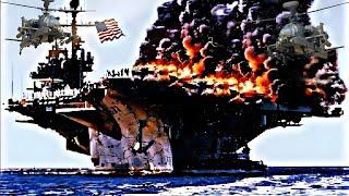 Today, Russia brutally blew up the largest US aircraft carrier carrying 270 fuel trucks.