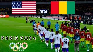USA vs GUINEA | Olympic Games PARIS 2024 | Full Match All Goals | Realistic PES Gameplay